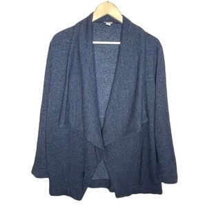 𝅺J.CREW warm gray waterfall draped wool fleece blend cardigan